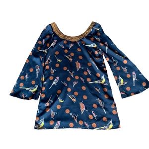 Judith March Bird Print Dress Navy